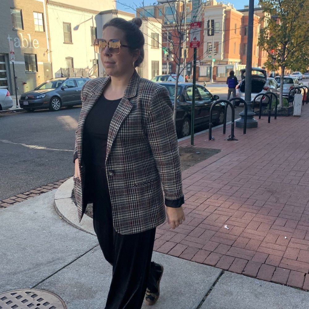90s Sag Harbor Oversized Herringbone Blazer - Size 12